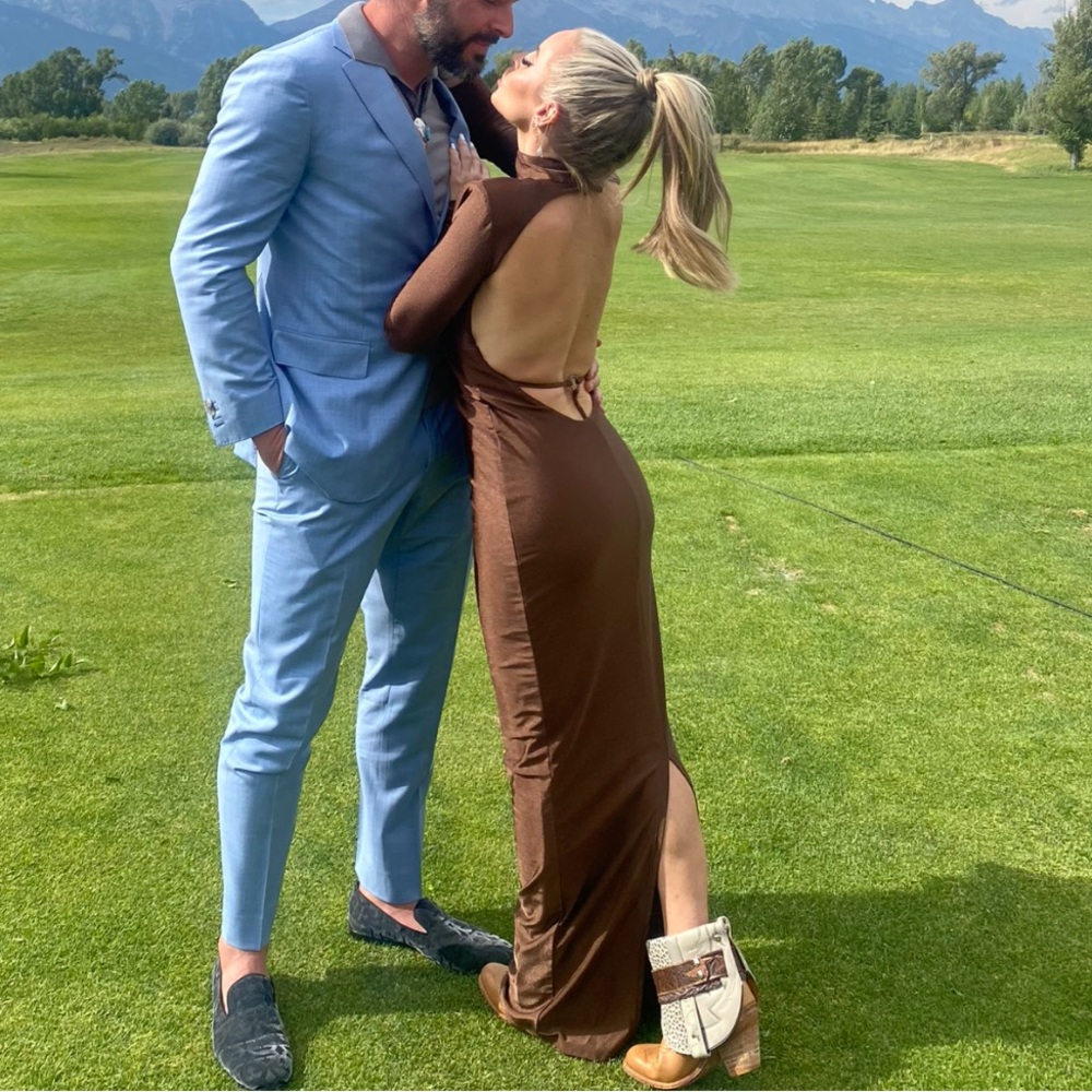 Revolve Maxi turtleneck Brown Backless Dress